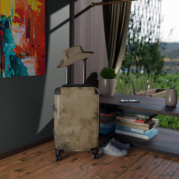 Brown Abstract Print Suitcase, Abstract Designer Suitcases, Travel Bag Suitcases