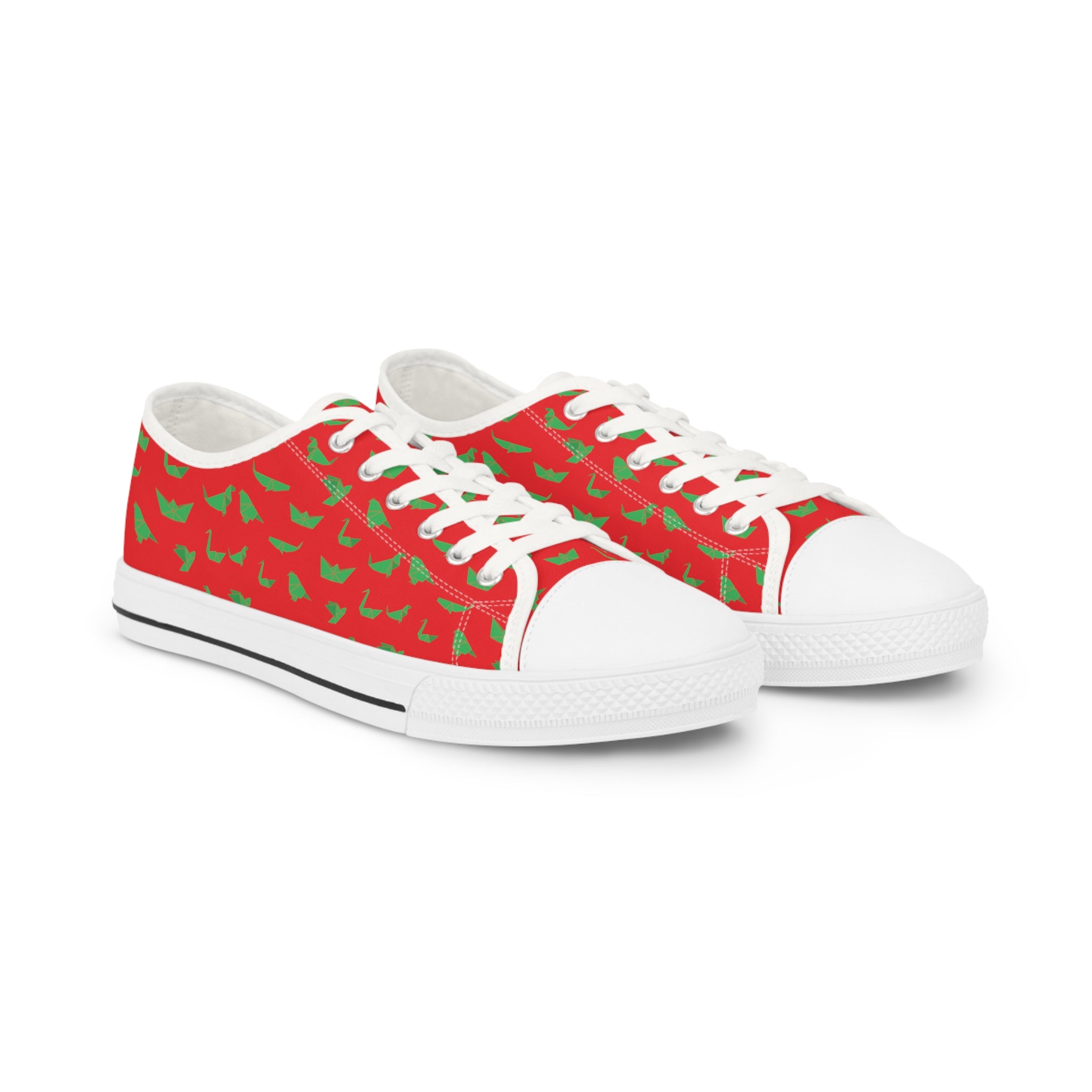 Red Crane Print Men's Sneakers, Men's Low Top Sneakers