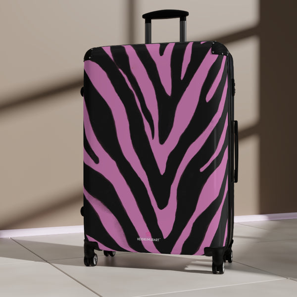 Pink Zebra Print Best Suitcases, Pink and Black Zebra Striped Animal Print Designer Suitcase Luggage (Small, Medium, Large)&nbsp;Unique Cute Spacious Versatile and Lightweight Carry-On or Checked In Suitcase, Best Personal Superior Designer Adult's Travel Bag Custom Luggage - Gift For Him or Her - Printed in&nbsp; Canada