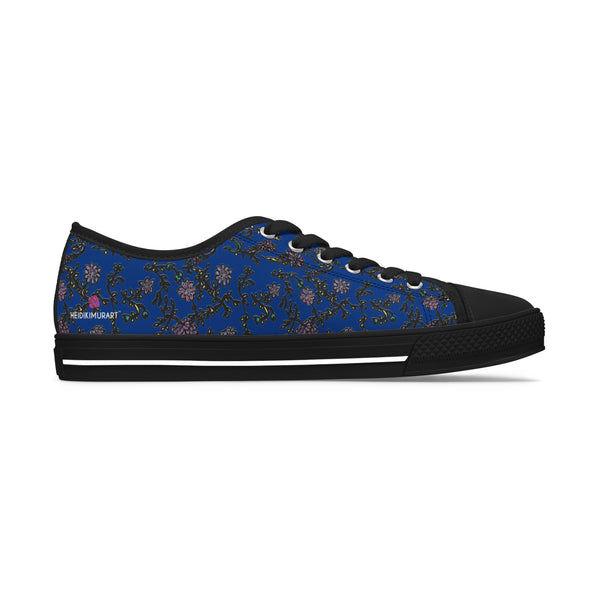 Blue Purple Floral Women's Sneakers, Floral Print Women's Low Top Sneakers Tennis Shoes, Canvas Fashion Sneakers With Durable Rubber Outsoles and Shock-Absorbing Layer and Memory Foam Insoles&nbsp;(US Size: 5.5-12)