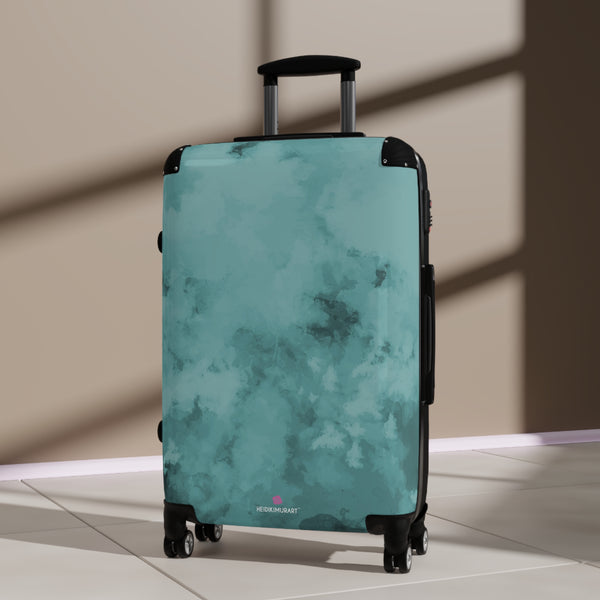 Blue Abstract Print Suitcase, Abstract Designer Suitcases, Travel Bag Suitcases