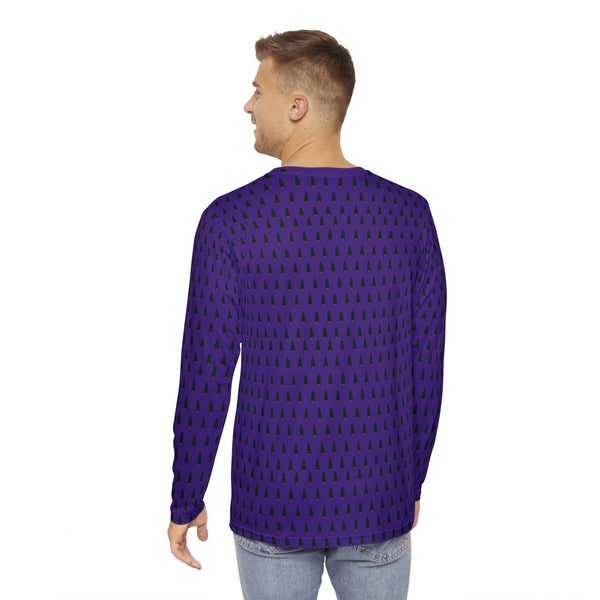 Purple Christmas Tree Men's Long Sleeves, Best Men's Long Sleeve Shirt (AOP) - Made in USA