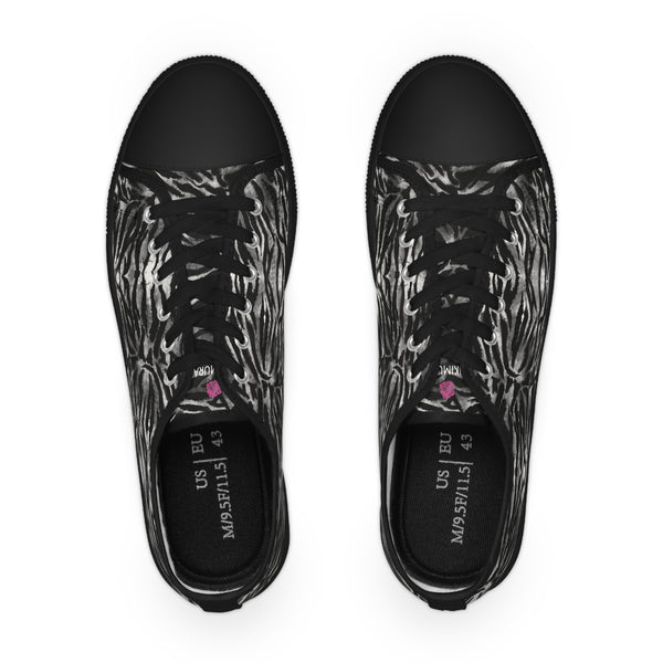 Black Tiger Striped Men's Sneakers, Best Low Tops, Designer Men's Low Top Sneakers