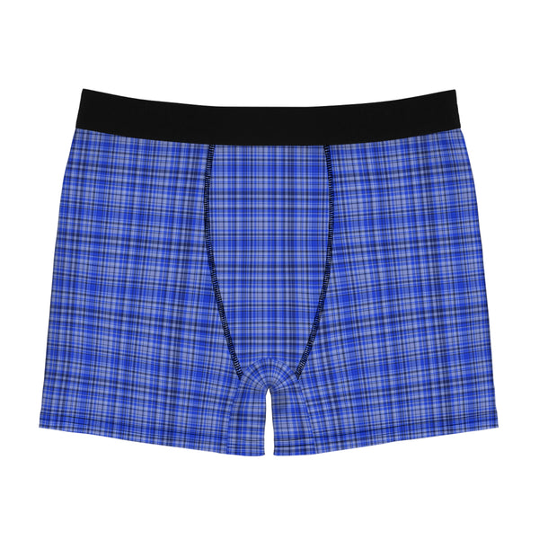 Blue Plaid Boxer Briefs — Men's Comfortable Underwear