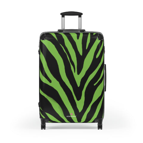 Zebra Print Best Suitcases, Light Green and Black Zebra Striped Animal Print Designer Suitcase Luggage (Small, Medium, Large) Unique Cute Spacious Versatile and Lightweight Carry-On or Checked In Suitcase, Best Personal Superior Designer Adult's Travel Bag Custom Luggage - Gift For Him or Her - Printed in&nbsp; Canada