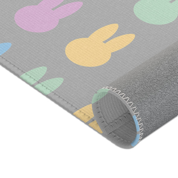 Grey Bunny Rabbit Area Rugs