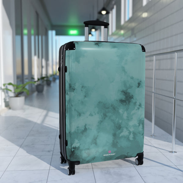 Blue Abstract Print Suitcase, Abstract Designer Suitcases, Travel Bag Suitcases