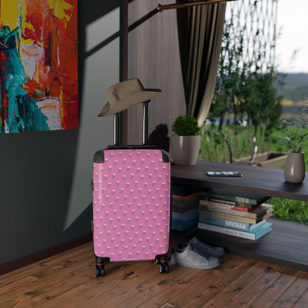 Pink Floral Print Suitcase, Cute Designer Suitcases, Travel Bag Suitcases