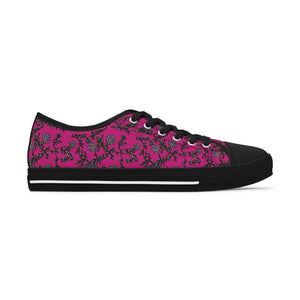 Pink Purple Floral Women's Sneakers, Floral Print Women's Low Top Sneakers Tennis Shoes, Canvas Fashion Sneakers With Durable Rubber Outsoles and Shock-Absorbing Layer and Memory Foam Insoles&nbsp;(US Size: 5.5-12)