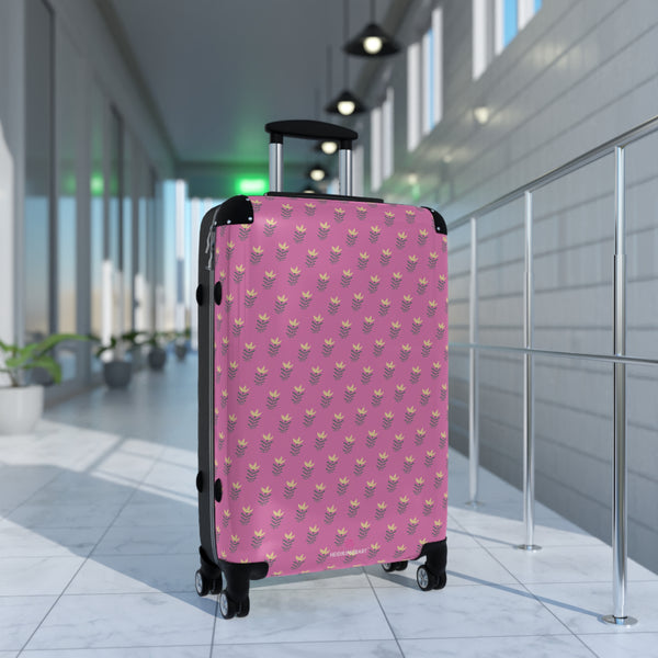 Pink Floral Print Suitcase, Cute Designer Suitcases, Travel Bag Suitcases