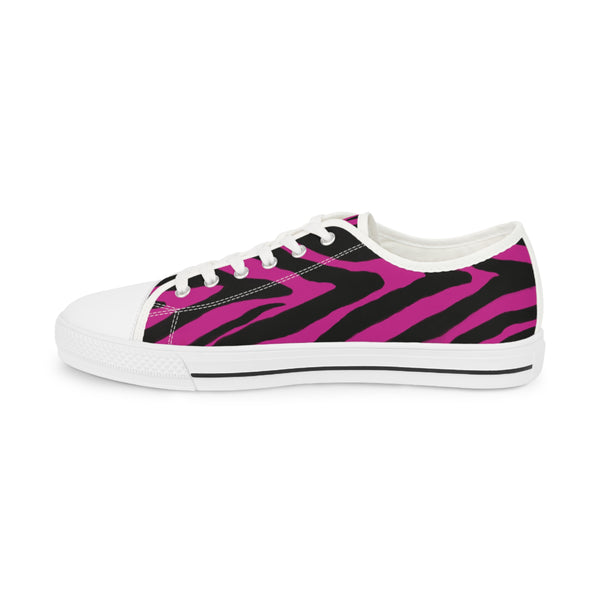 Pink Zebra Print Men's Sneakers, Hot Pink Zebra Striped Print Best Low Tops Designer Men's Low Top Sneakers (US Size: 5-14)