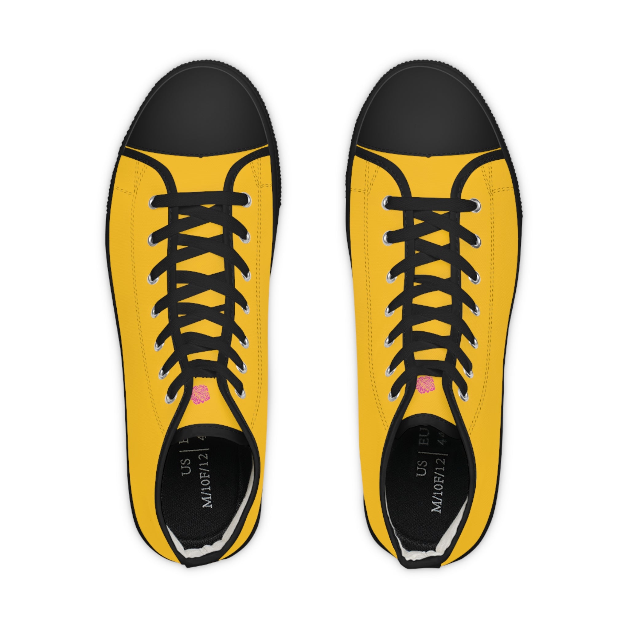 Yellow Color Men's High Tops, Modern Minimalist Solid Yellow Color Best Men's High Top Laced Up Black or White Style Breathable Fashion Canvas Sneakers Tennis Athletic Style Shoes For Men (US Size: 5-14)