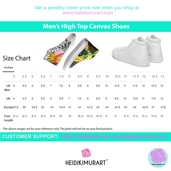 Hot Pink Men's High Tops, Solid Hot Pink Color Men’s High Top Sneakers Canvas Tennis Shoes With White Laces and Faux Leather Toe Caps (US Size: 5-13)