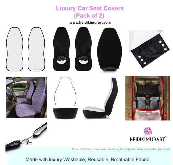 Black Stripes Car Seat Covers, Black and White 2-Pcs (48.03" × 18.50") Set Best Car Accessories Essential Premium Quality Best Soft Luxury Car Seat