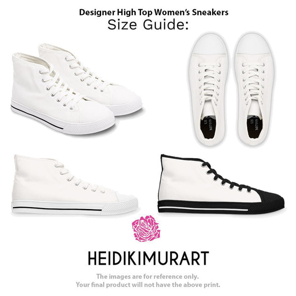 White Color Ladies' High Tops, Solid White Color Best Women's High Top Sneakers Canvas Tennis Shoes