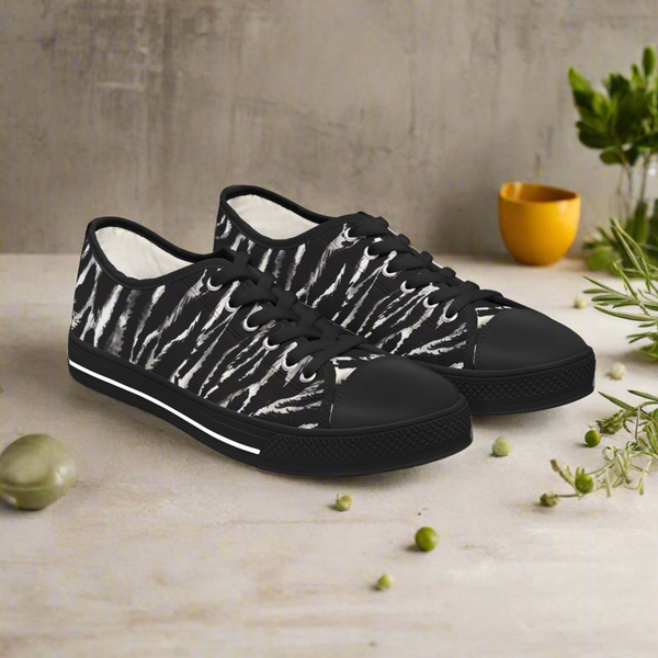 Zebra Striped Women's Sneakers, Zebra Striped Animal Print Women's Low Top Sneakers (US Size: 5.5-12)