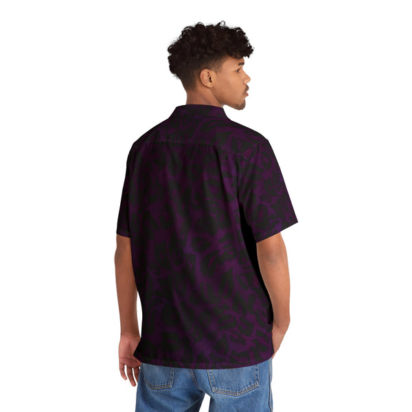 Purple Leopard Men's Shirt, Best  Animal Print  Men's Hawaiian Shirt