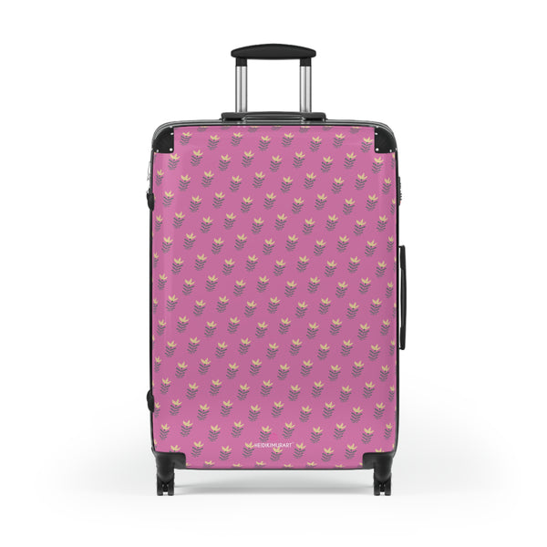 Pink Floral Print Suitcase, Cute Designer Suitcases, Travel Bag Suitcases