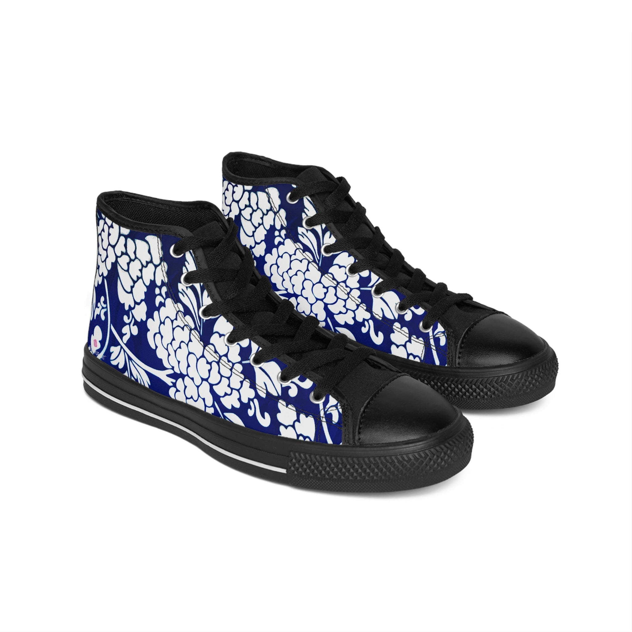 Blue Floral  Men's High Tops, Best Designer Men's Classic Sneakers