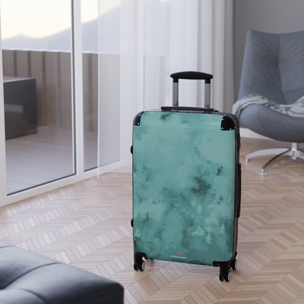 Blue Abstract Print Suitcase, Abstract Designer Suitcases, Travel Bag Suitcases