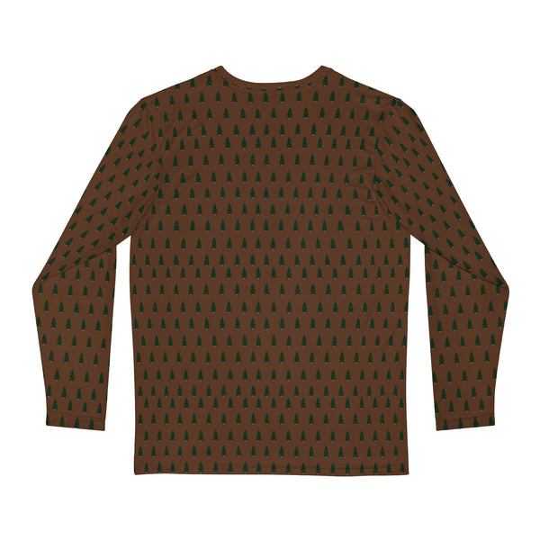 Brown Christmas Tree Men's Long Sleeves, Best Men's Long Sleeve Shirt (AOP) - Made in USA