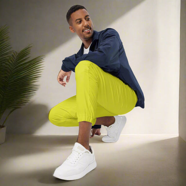 Bright Yellow Unisex Track Pants, Solid Color Best Unisex Running Athletic Jogger Track Trouser Sweatpants Pants For Men and Women - Made in USA/EU/MX (US Size: XS-3XL)