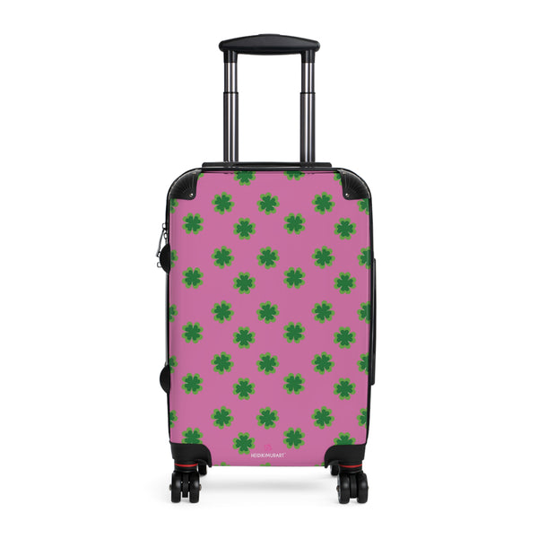 St. Patrick's Day Print Suitcase, Irish Holiday Clover Leaf Print Designer Suitcases,  Travel Bag Suitcases