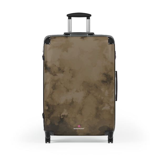 Brown Abstract Print Suitcase, Abstract Designer Suitcases, Travel Bag Suitcases