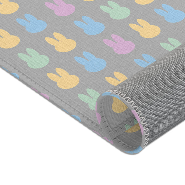 Grey Bunny Rabbit Area Rugs
