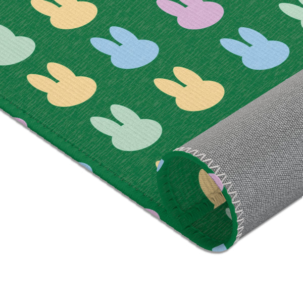 Green Bunny Rabbit Area Rugs