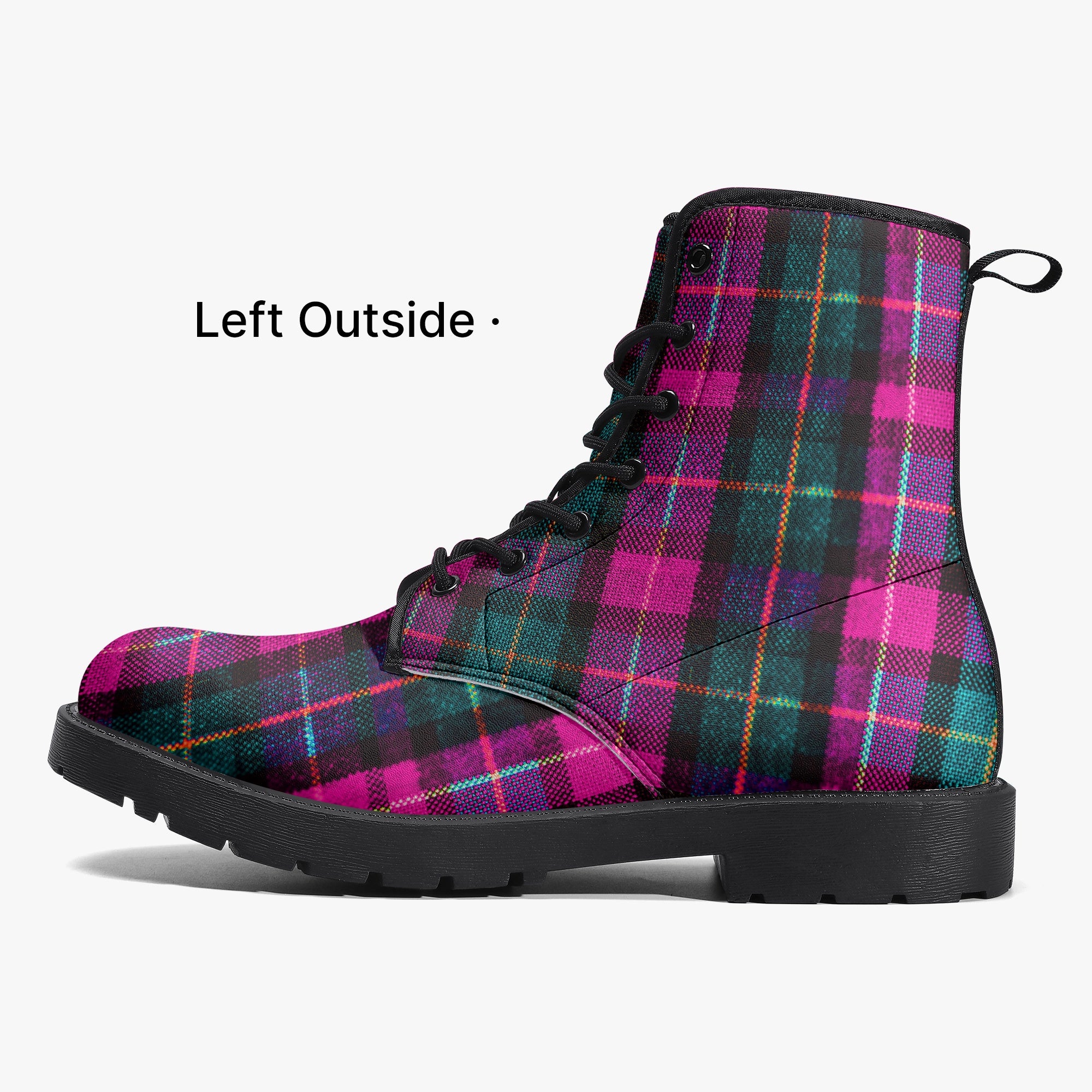 Pink Plaid Print Women's Boots, Pink &amp; Green Scottish Style Plaid Print Designer Best Water Resistant Anti-Moisture Durable Winter Boots For Women (US Size 5.5-12) Pink Plaid Women's Canvas Boots, Pink &amp; Green Scottish Style Plaid Classic Print Elegant Feminine Casual Fashion Gifts,&nbsp;Pink Plaid Print&nbsp;Shoes For Plaid Lovers, Water Resistant Anti-Moisture Combat Boots, Designer Women's Winter Lace-up Toe Cap Hiking Boots Shoes For Women