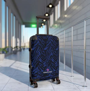 Blue Purple Camo Cabin Suitcase, Camouflaged Army Military Print Carry On Polycarbonate Front and Hard-Shell Durable Small 1-Size Carry-on Luggage With 2 Inner Pockets & Built in Lock With 4 Wheel 360° Swivel and Adjustable Telescopic Handle - Made in USA