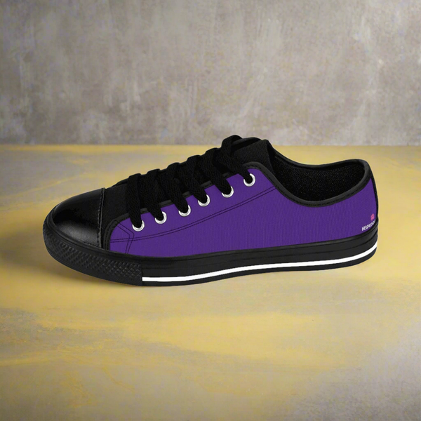 Dark Purple Color Women's Sneakers, Solid Purple Color Best Designer Sneakers, Lightweight Low Tops Tennis Running Casual Shoes For Women