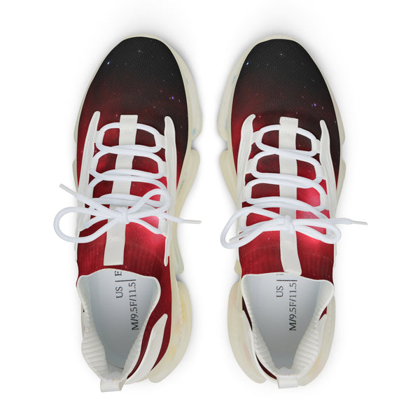 Red Galaxy Men's Mesh Sneakers, Galaxy Space Print Best Comfy Men's Mesh Sports Sneakers Shoes (US Size: 5-12)