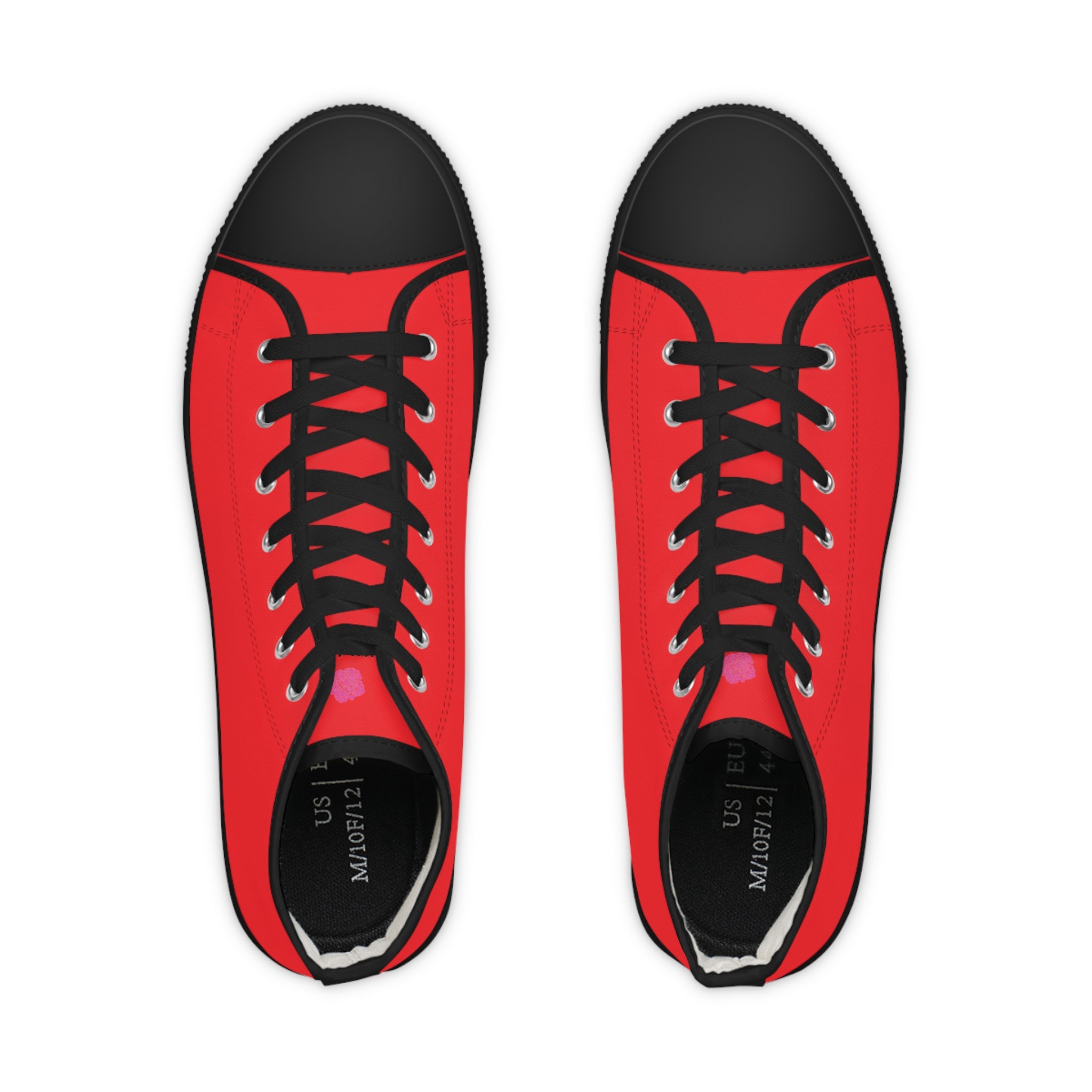 Red Color Men's High Tops, Modern Minimalist Solid Red Color Best Men's High Top Laced Up Black or White Style Breathable Fashion Canvas Sneakers Tennis Athletic Style Shoes For Men (US Size: 5-14)