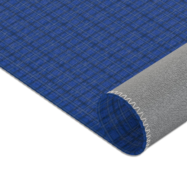 Blue Plaid Print Area Rugs
