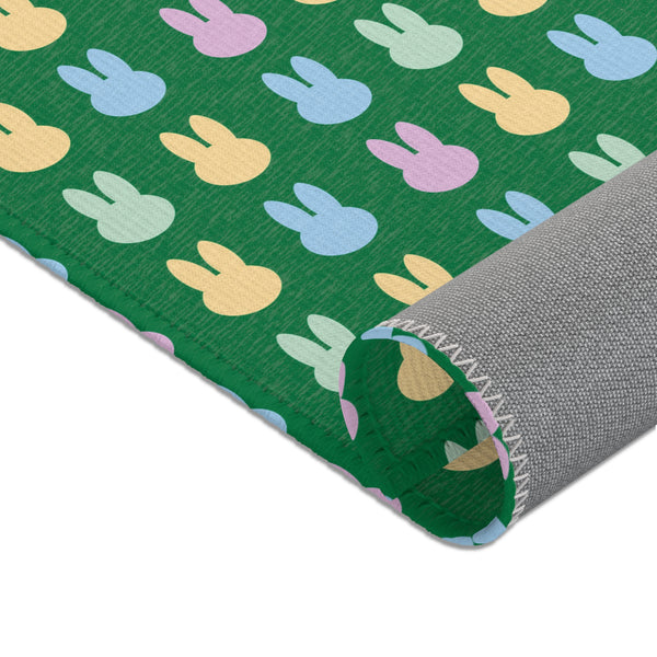Green Bunny Rabbit Area Rugs