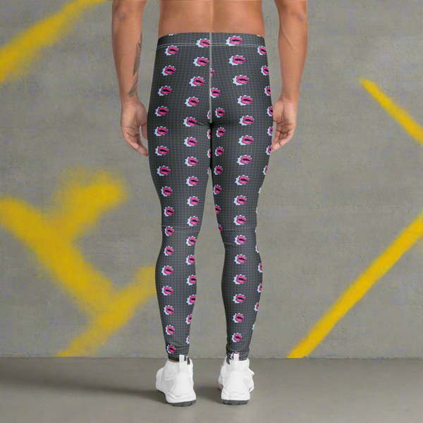 Pink Lips Valentine's Day Meggings, Grey Color Men's Leggings