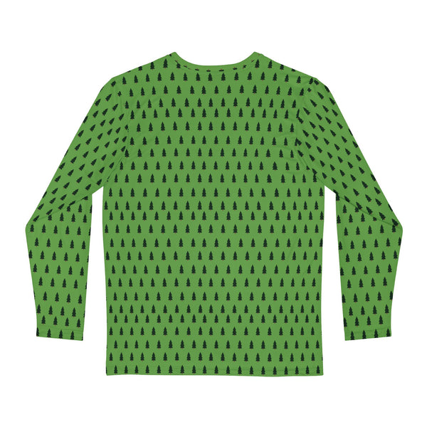 Green Christmas Tree Men's Long Sleeves, Best Men's Long Sleeve Shirt (AOP) - Made in USA