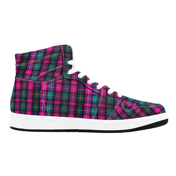 Pink Plaid Sneakers For Men/ Women, Pink Plaid Print Best Designer Unisex Women's or Men's High Top Casual Streetwear Sneakers (Men's US Size: 4-12) (Women's US Size: 5-13)