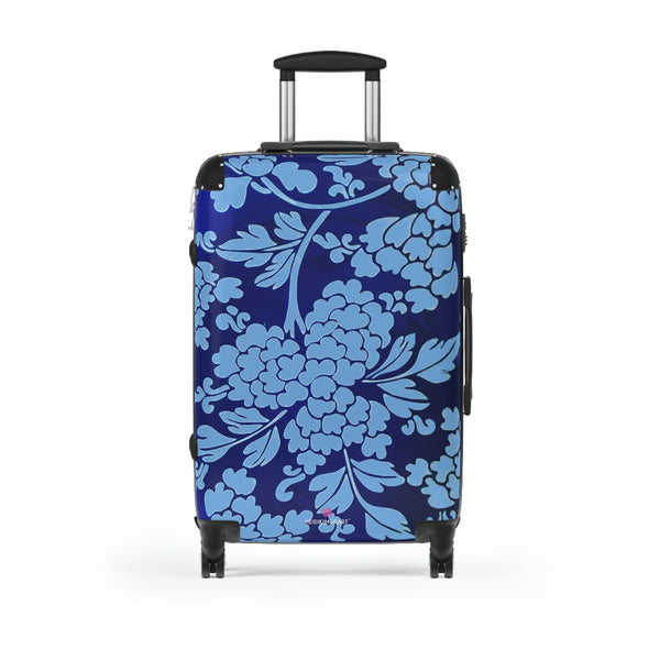 Sky Blue Floral Print Suitcase, Abstract Oriental Style Floral Print Designer Suitcase Luggage (Small, Medium, Large)&nbsp;Unique Cute Spacious Versatile and Lightweight Carry-On or Checked In Suitcase, Best Personal Superior Designer Adult's Travel Bag Custom Luggage - Gift For Him or Her - Printed in&nbsp; Canada