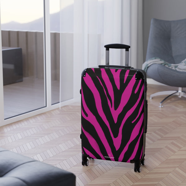 Hot Pink Zebra Print Suitcases, Zebra Print Best Suitcases, Travel Bag Suitcases (Small, Medium, Large)