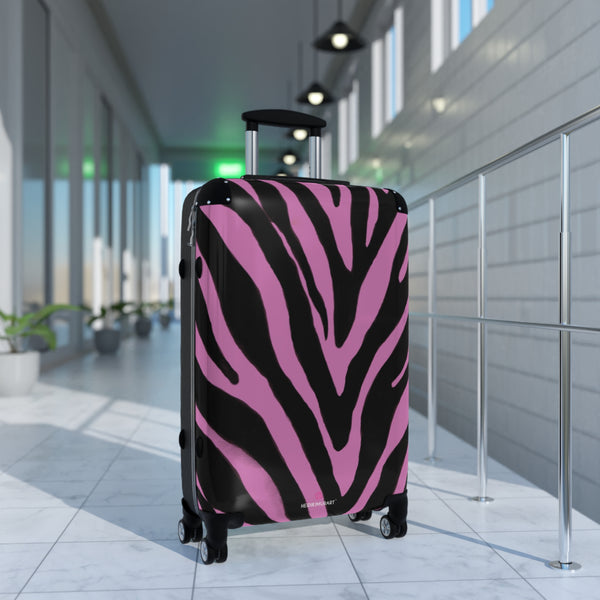 Light Pink Zebra Print Suitcases, Animal Print Best Suitcases, Travel Bag Suitcases (Small, Medium, Large)