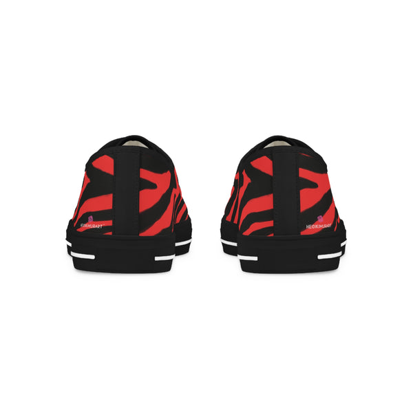 Red Zebra Print Men's Sneakers, Red and Black Zebra Striped Animal Print Modern Minimalist Best Breathable Designer Men's Low Top Canvas Fashion Sneakers With Durable Rubber Outsoles and Shock-Absorbing Layer and Memory Foam Insoles (US Size: 5-14)