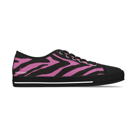 Best Zebra Striped Women's Sneakers, Light Pink and Black Zebra Striped Animal Print Modern Basic Essential Women's Low Top Sneakers Tennis Shoes, Canvas Fashion Sneakers With Durable Rubber Outsoles and Shock-Absorbing Layer and Memory Foam Insoles&nbsp;(US Size: 5.5-12)