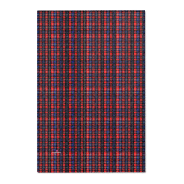 Blue Red Plaid Print Carpet, Classic Print Area Rugs