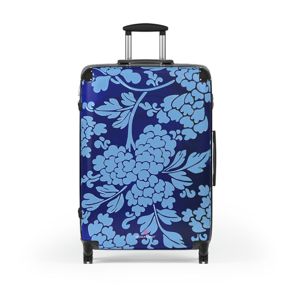 Sky Blue Floral Print Suitcase, Abstract Oriental Style Floral Print Designer Suitcase Luggage (Small, Medium, Large)&nbsp;Unique Cute Spacious Versatile and Lightweight Carry-On or Checked In Suitcase, Best Personal Superior Designer Adult's Travel Bag Custom Luggage - Gift For Him or Her - Printed in&nbsp; Canada