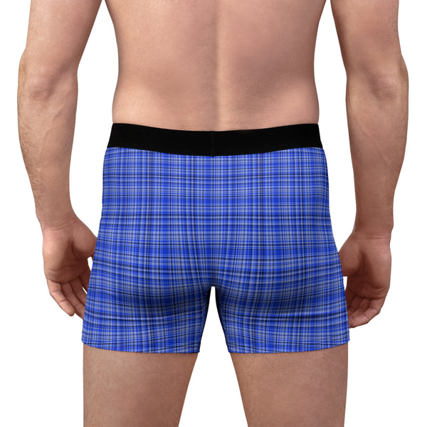 Blue Plaid Boxer Briefs — Men's Comfortable Underwear