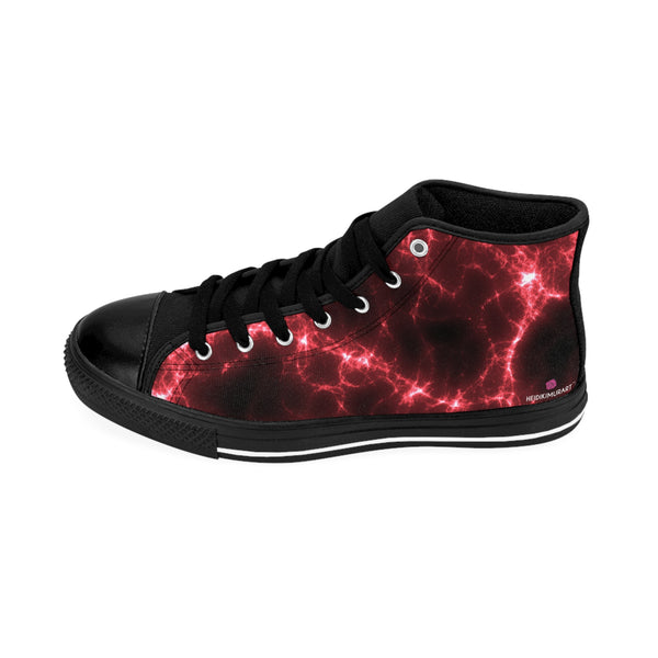 Red Lightning  Men's High Tops, Best Designer Men's Classic Sneakers