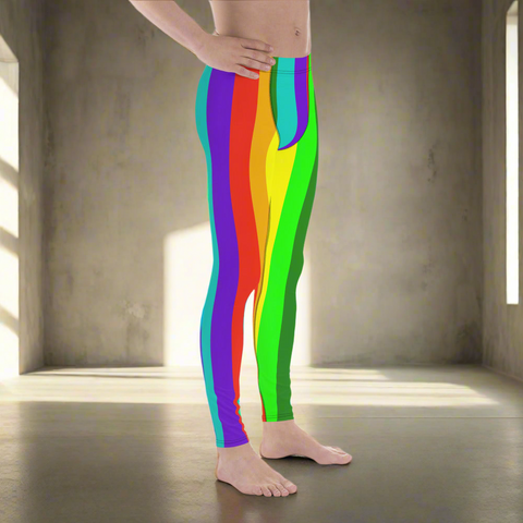 Rainbow Love Men's Tights, Rainbow Lover Men's Running Leggings & Run Tights Meggings Pants - Made in USA/EU